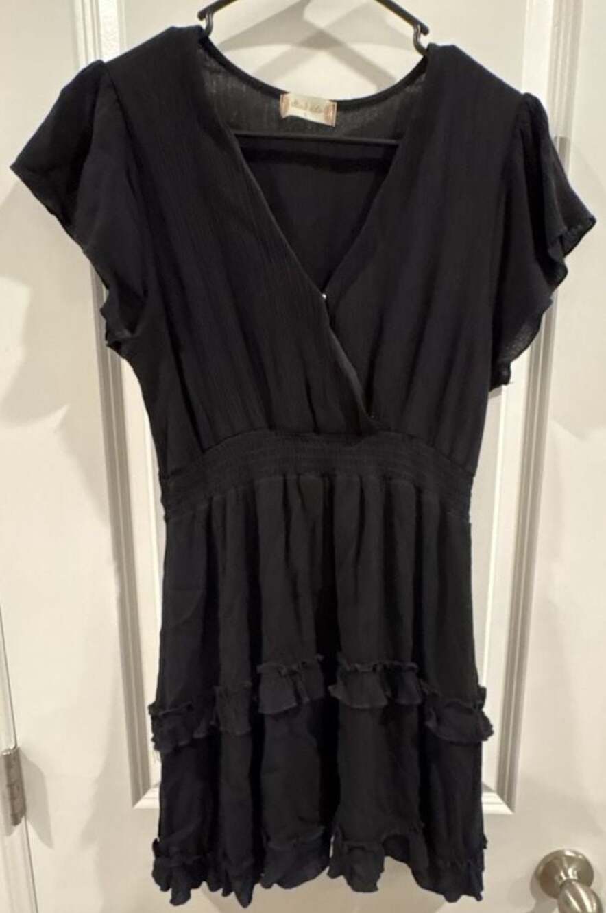 Altar'd State Black Tiered Ruffle Mini Dress